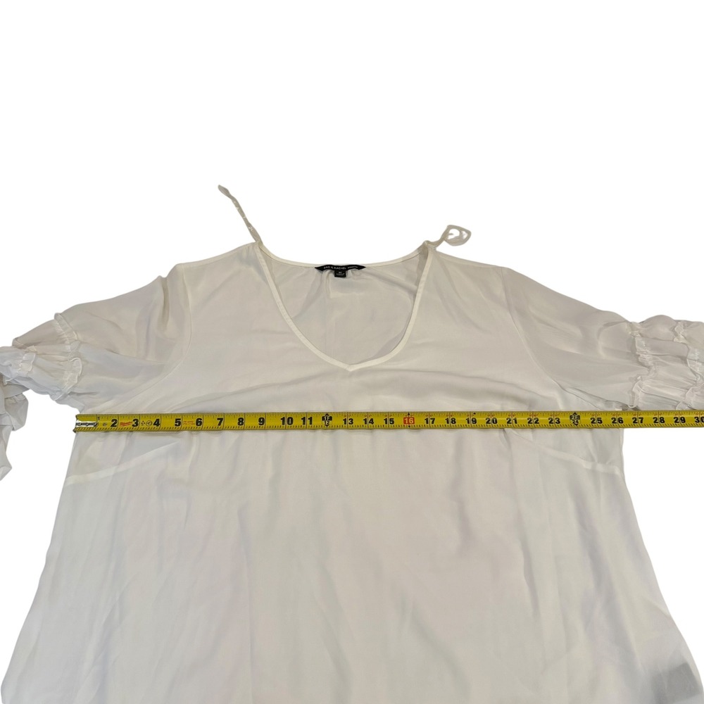 Zac & Rachel Woman Ivory Ruffle Sleeve V-Neck Blouse 3X See Through Top‎ - Picture 5 of 6